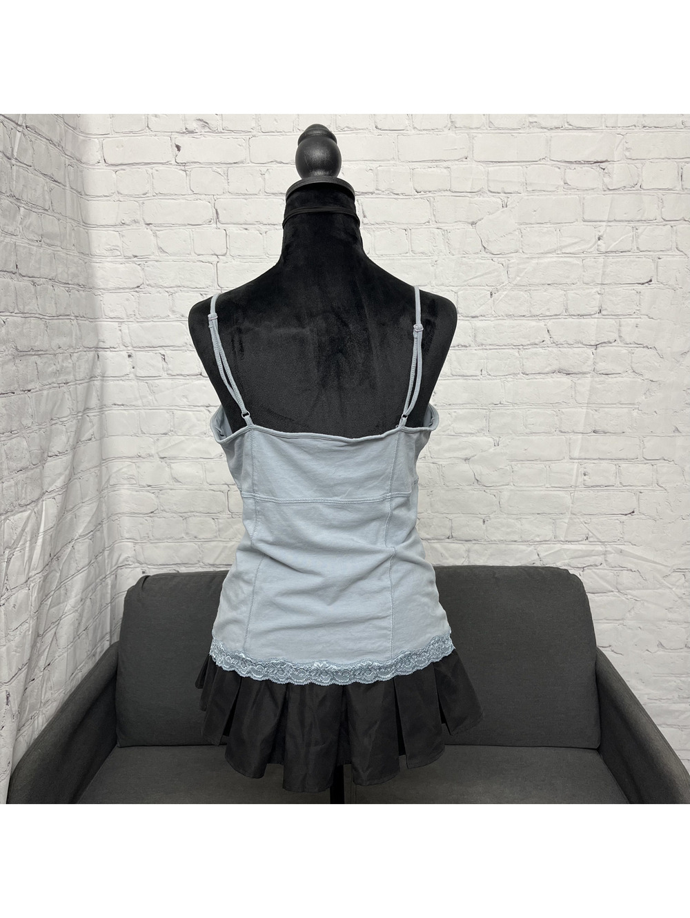 Y2K Mexx Grey Ish Blue Lace Trim Camisole Sz L Coquette 2000s Bella Swan Fairy - Picture 4 of 9